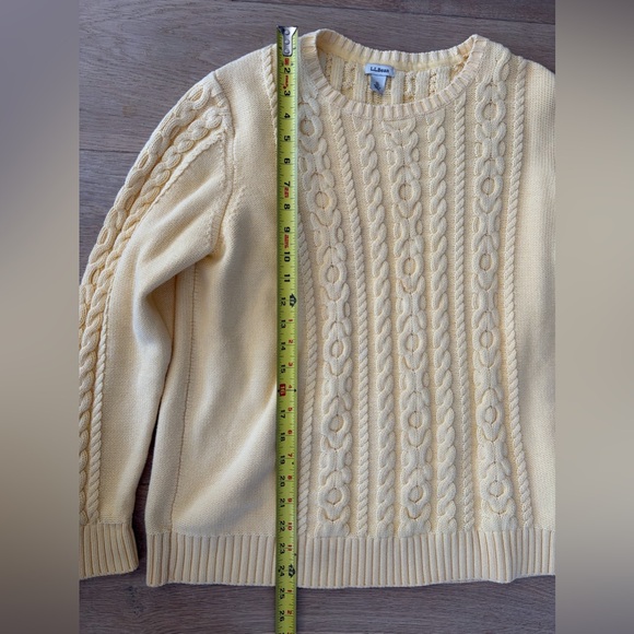 LL Bean 100% cotton cable knit pastel yellow spring sweater - size XL - Picture 5 of 7